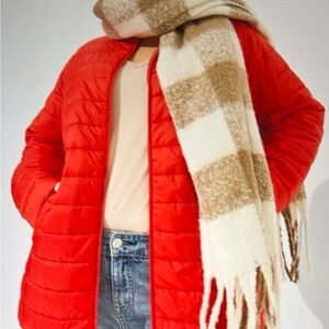 Torrid Buffalo Tan Plaid Fringe Scarf NWT